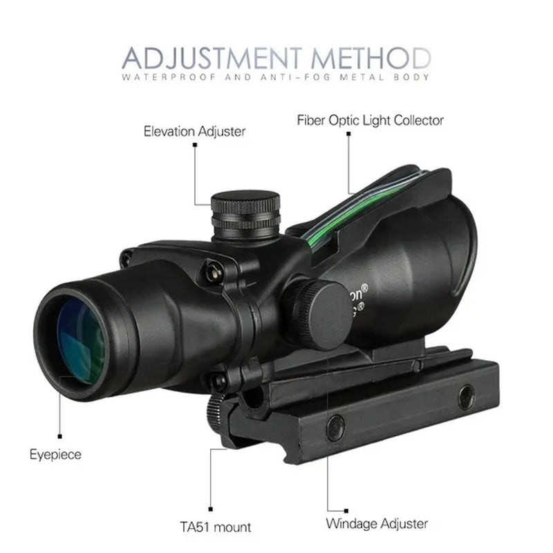 Hunting Scope Tactical ACOG 4X32 Cross or Chevron Reticle Hunting Riflescope Red/Green Illuminated Optical Fiber Rifle Scope