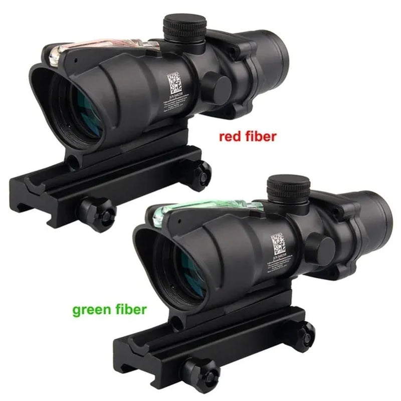 Hunting Scope Tactical ACOG 4X32 Cross or Chevron Reticle Hunting Riflescope Red/Green Illuminated Optical Fiber Rifle Scope