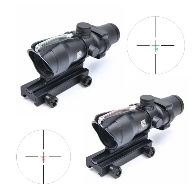 Hunting Scope Tactical ACOG 4X32 Cross or Chevron Reticle Hunting Riflescope Red/Green Illuminated Optical Fiber Rifle Scope