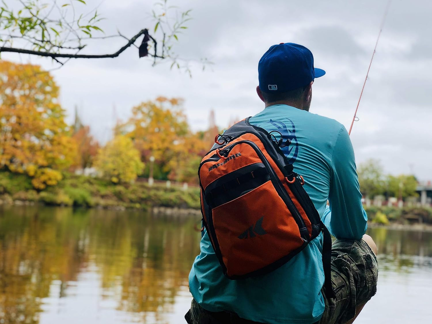 Pond Hopper Fishing Sling Tackle Bag - Lightweight Fishing Sling Chest Pack, Sling Tool Bag for Fishing Hiking Hunting Camping,With (1) 3600 Box,17.7X12.6X6 Inches,Orange