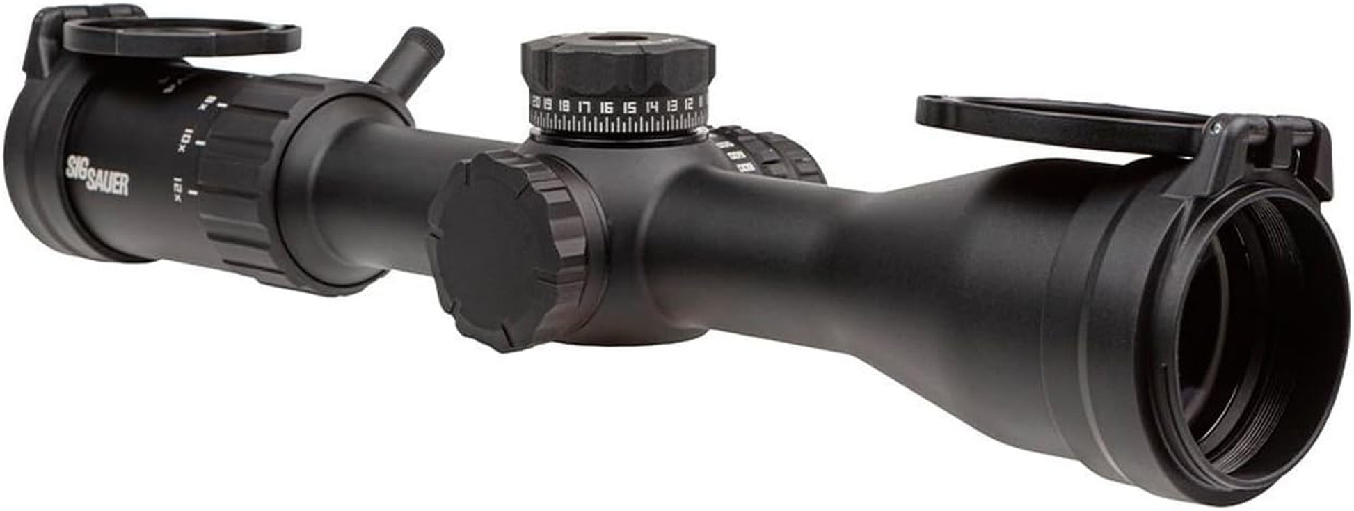 WHISKEY4 3-12X44Mm 30Mm Tube SFP Durable Lightweight Precise Waterproof Black Hunting Riflescope, Flip-Back Caps & Throw Lever Included