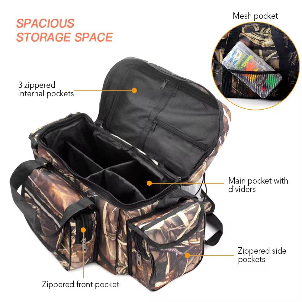 Fishing Tackle Bag Waterproof Fishing Tackle Two-Layer Storage Bag Case Hunting Fishing Bag Shoulder Bag Fishing Tackle Bag Pack