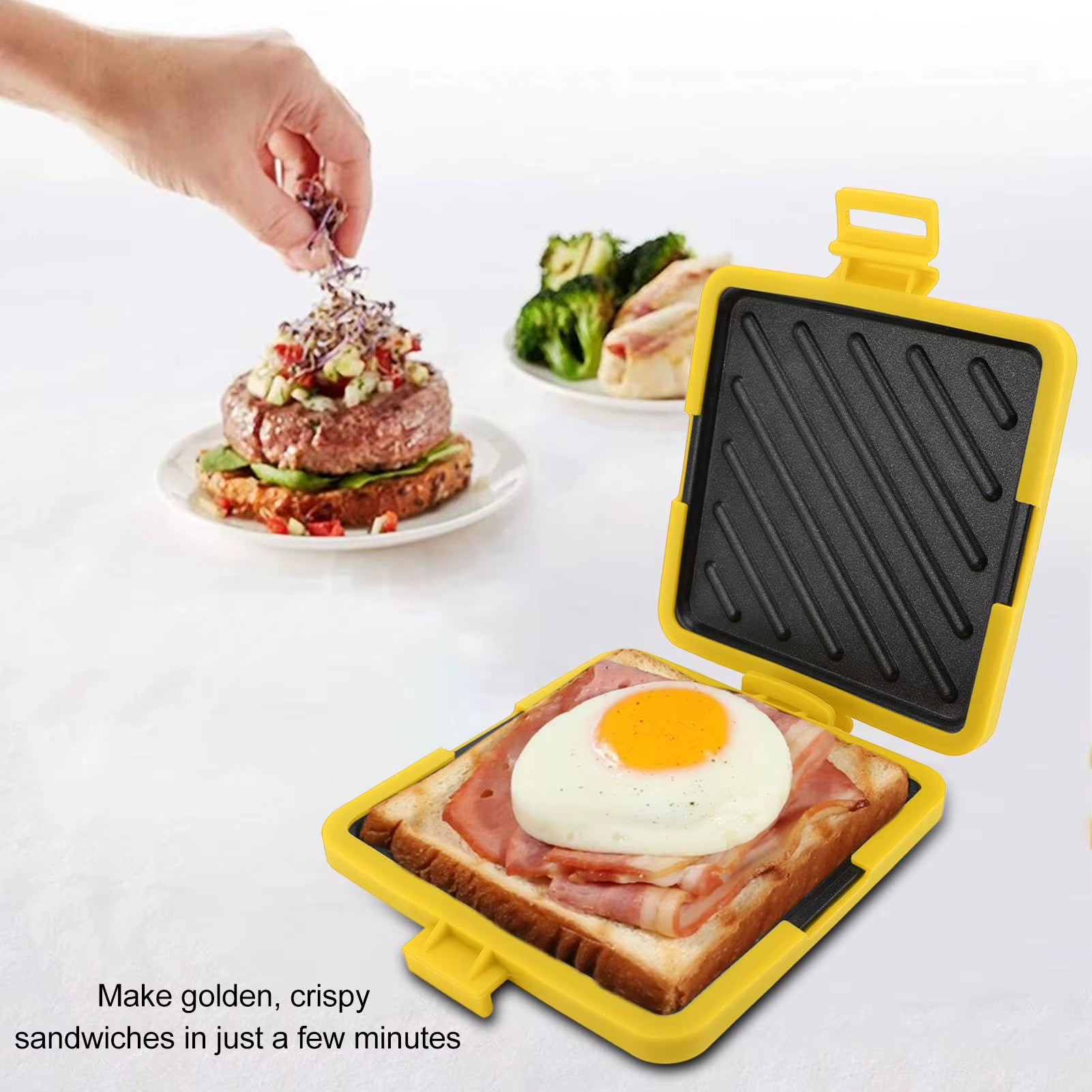 Microwave Sandwich Maker Even Cooking Microwave Toastie Sandwich Maker Dishwasher with Adjustable Silicone Straps for Home