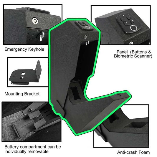 Biometric Mounted Fornightstanddesk,Bed Side,Wall,Truck-Auto Openhidden Hand -Withfingerprint, 4-Button Backlit Keypad,Key Lockbox Bedsidesafe Hidden Desk Safe